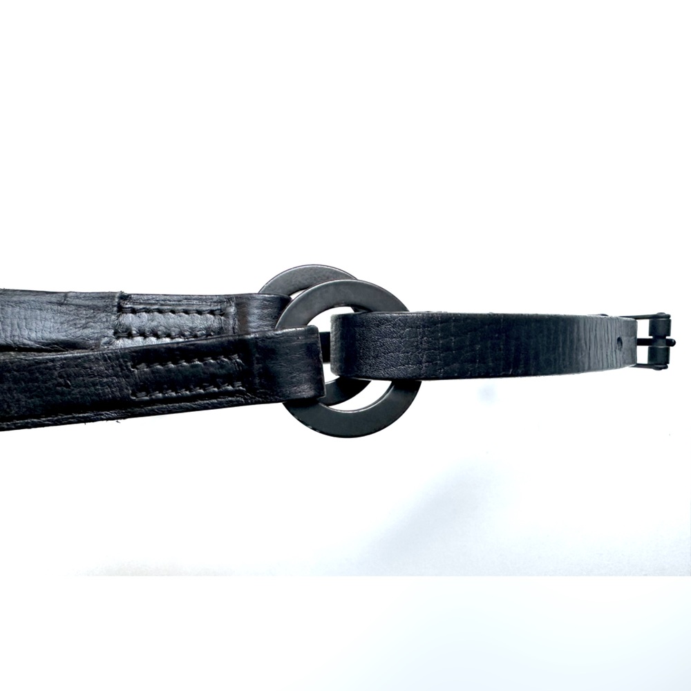 Gucci Black Leather Belt with Monochrome Hardware, damage